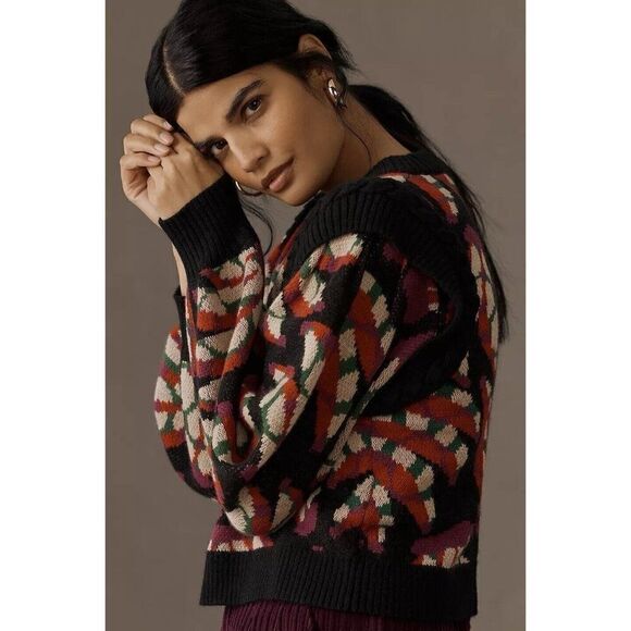 NWT ANTHROPOLOGIE FARM RIO Sz XS BANANA DOTS PULLOVER SWEATER - Picture 5 of 7